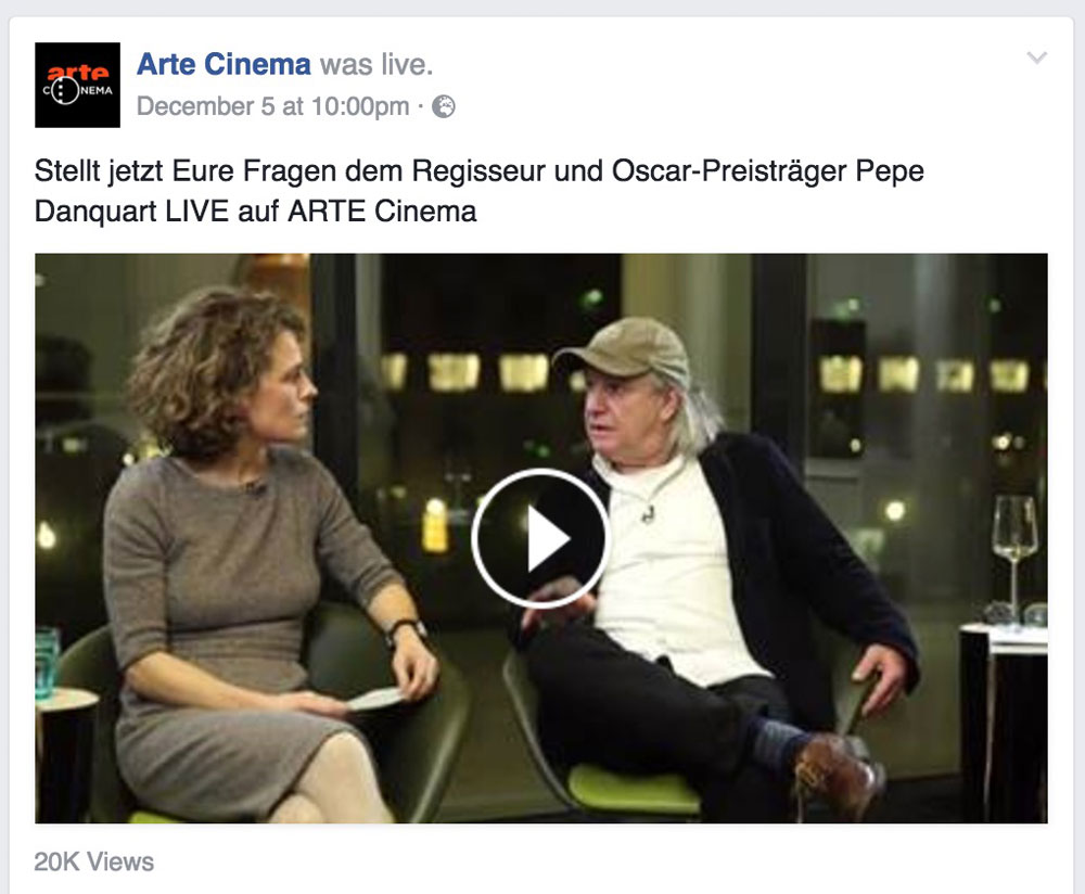 Erst der Film, dann der Stream: Pepe Danquart im Live-Interview bei Arte