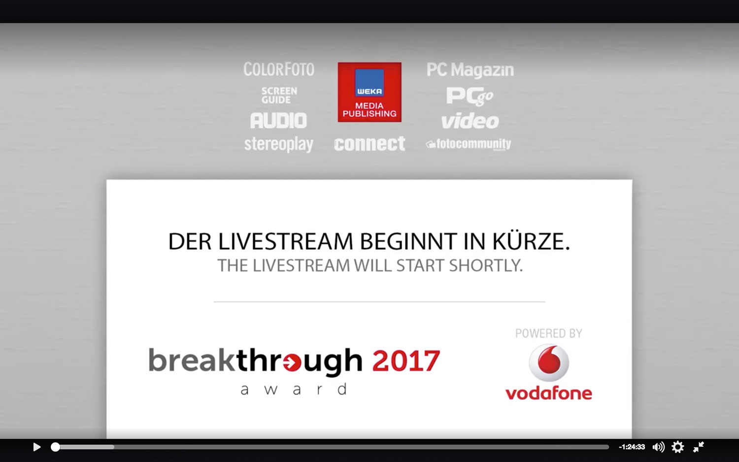 Übertragung des Breakthrough 2017 Award von Vodafone und Connect